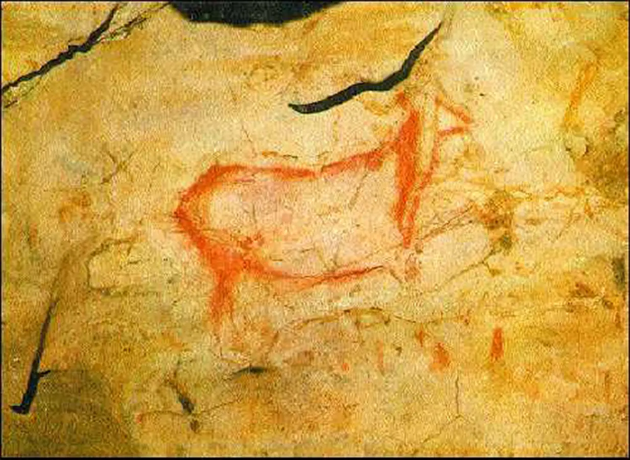 Pintura rupestre en la cueva de El Pindal